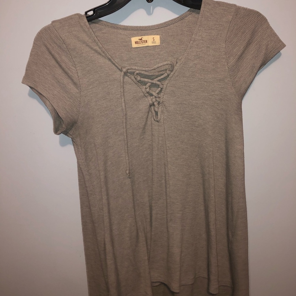 Grey Tie Up Shirt